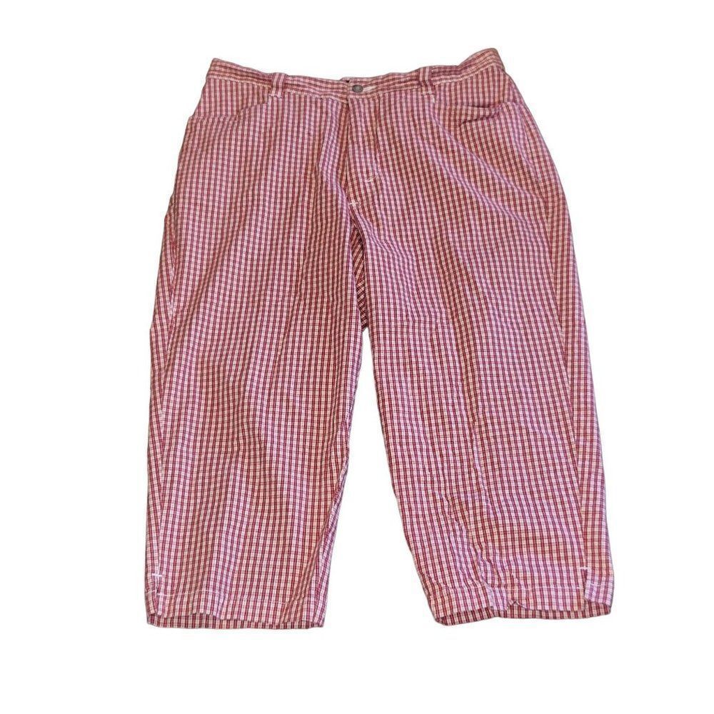 Mr. Lee Cropped Pants Women Sz 16 M Vintage 80s Checkered Red White‎